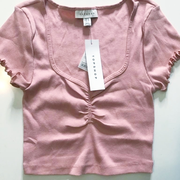 Topshop pink cotton stretch crop top - Picture 3 of 6